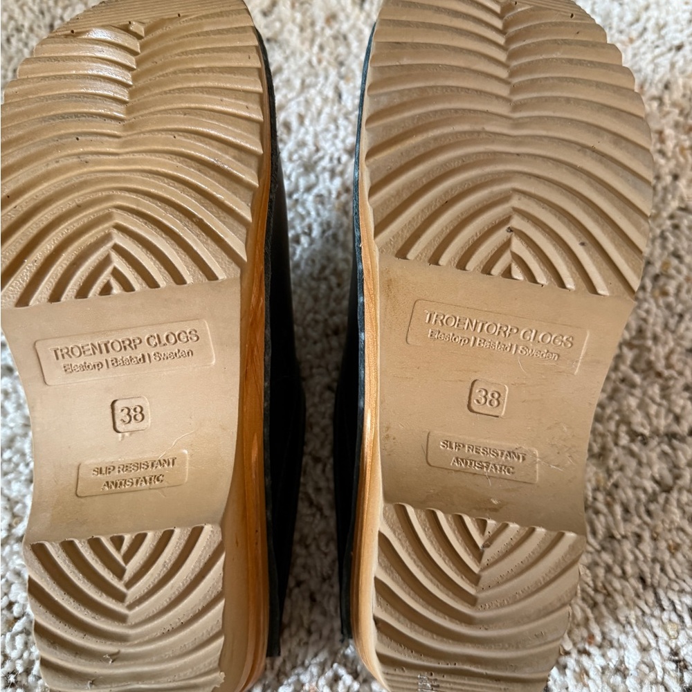 Bastad Troentorp Wright Navy Leather Clogs with Wooden Sole - Picture 3 of 3